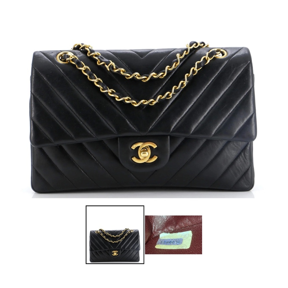 Vintage Classic Double Flap Bag Chevron Lambskin Medium- final sale no return